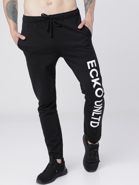 

Ecko Unltd Men Black & White Brand Logo Slim-Fit Track Pants