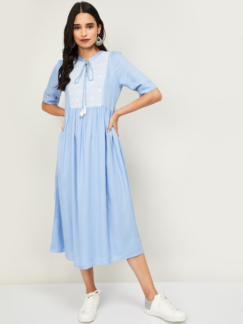 

Colour Me by Melange Women Blue Solid A-Line Dress