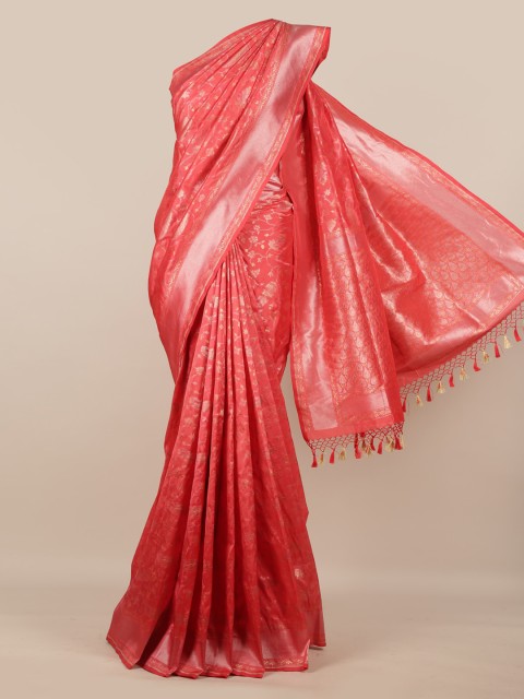 

Pothys Pink Pure Silk Woven Design Banarasi Saree With Tasseled Pallu