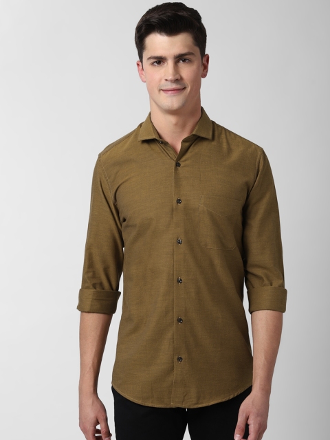 

Peter England Men Olive Green Slim Fit Solid Casual Shirt