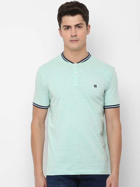 

Allen Solly Sport Men Blue Solid Henley Neck Cotton T-shirt