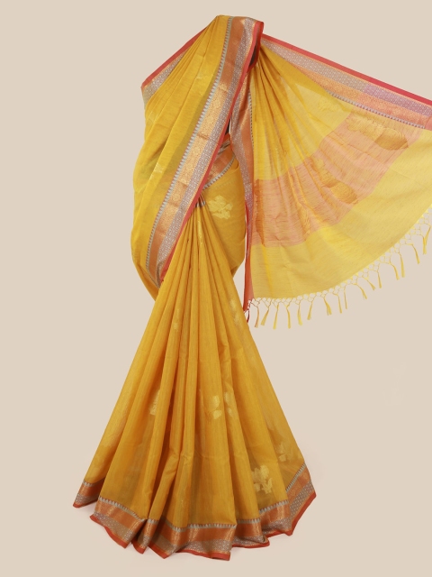 

Pothys Mustard Yellow Woven Design Cotton Blend Saree