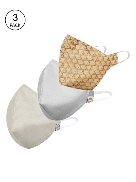 

VASTRAMAY Unisex Pack Of 3 3-Ply Reusable Cloth Masks, Gold