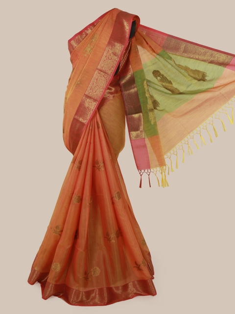 

Pothys Orange Woven Design Cotton Blend Saree
