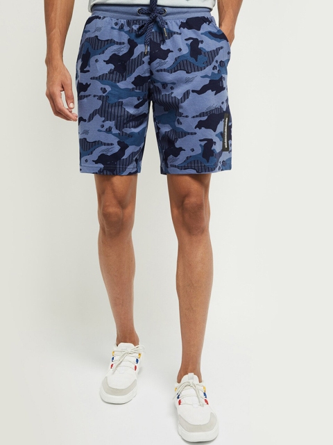 

max Men Blue Camo Printed Cotton Regular Shorts