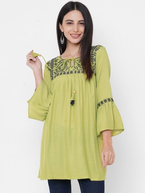 

FASHOR Lime Green Embroidered Tunic