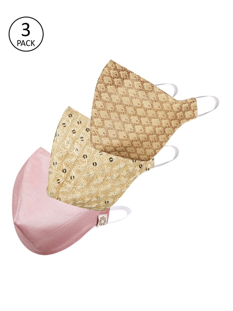 

VASTRAMAY Unisex Pack Of 3 3-Ply Reusable Cloth Masks, Pink