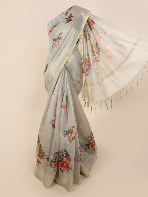 

Pothys Grey Printed Tissue Saree