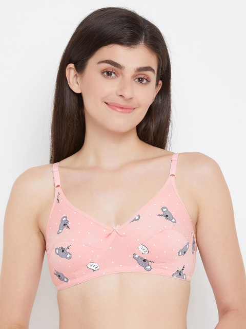 

Clovia Pink & Grey Printed Non-Wired Non Padded Everyday Bra BR0227F2232B