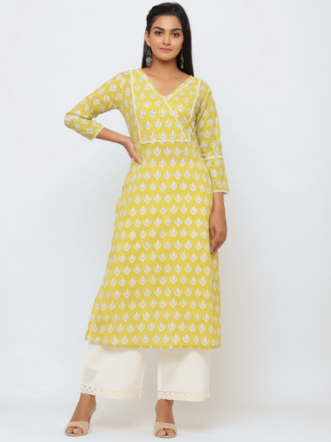 

Tara-c-tara Women Yellow & White Ethnic Motifs Printed Sequins Kurta