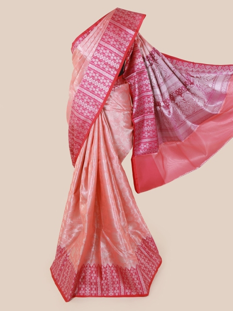 

Pothys Pink & Silver-Toned Art Silk Woven Design Saree