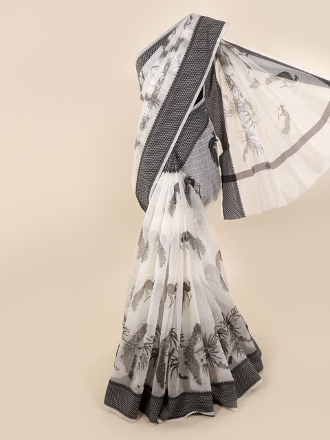 

Pothys Off-White & Black Supernet Printed Saree