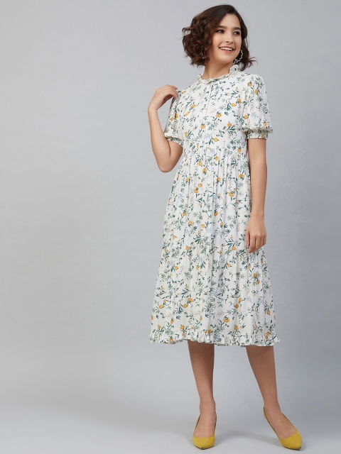 

Marie Claire Women Cream-Coloured Printed A-Line Dress