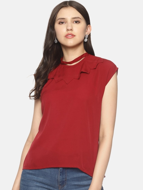

Couper & Coll Women Maroon Solid Regular Top