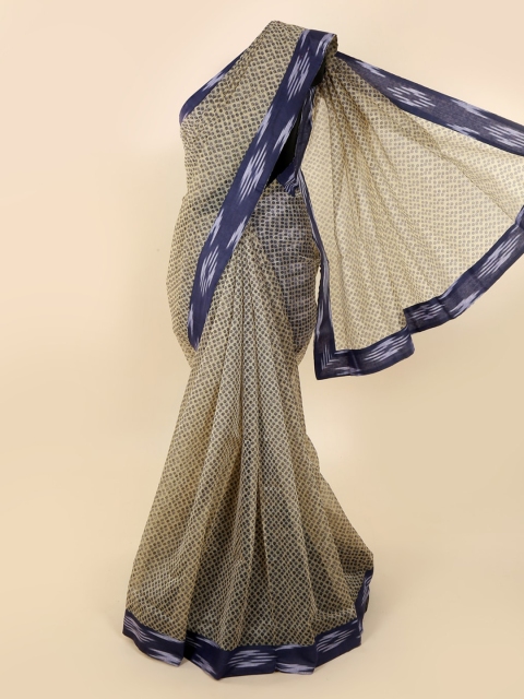 

Pothys Cream-Coloured Printed Tissue Saree