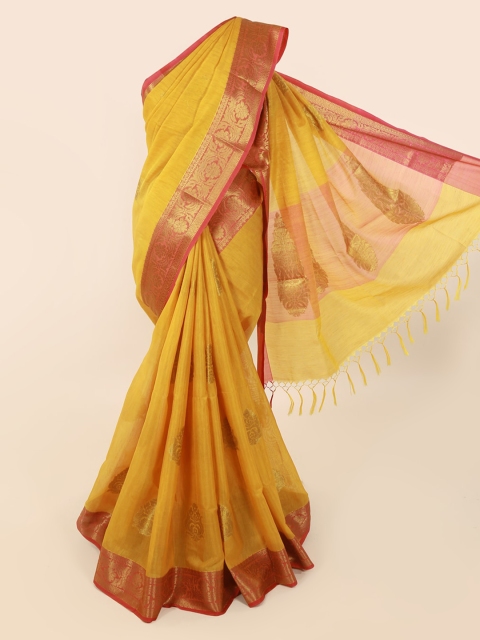 

Pothys Mustard Woven Design Cotton Blend Saree