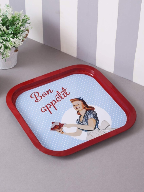 

A Vintage Affair- Home Decor Red & Blue Bon Appetit Serving Tray