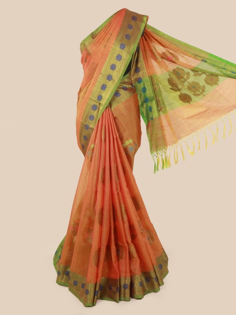 

Pothys Orange Woven Design Cotton Blend Saree