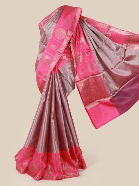 

Pothys Pink Woven Design Tanchoi Kora Art Silk Saree