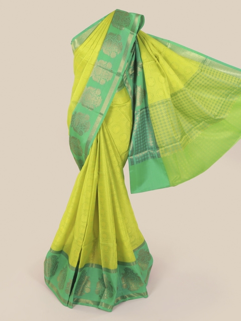 

Pothys Yellow & Green Art Silk Tanchoi Kora Woven Design Saree