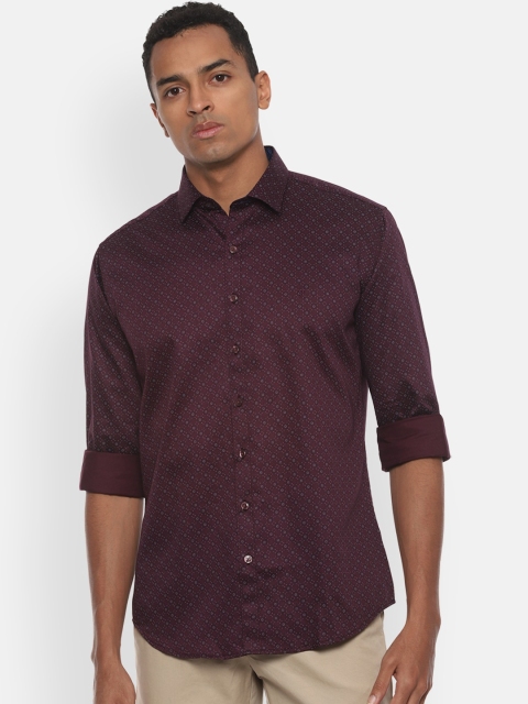 

V Dot Men Maroon & Black Slim Fit Printed Casual Shirt