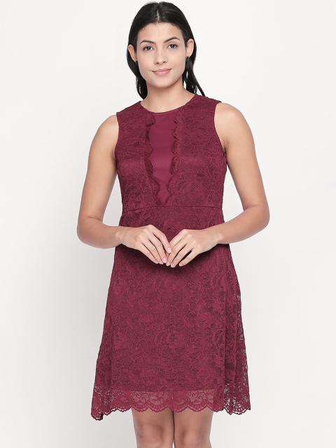 

Forever Glam by Pantaloons Women Red Self Design A-Line Dress