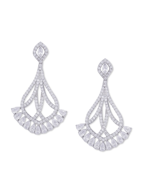 

shaze Silver-Toned Contemporary Drop Earrings