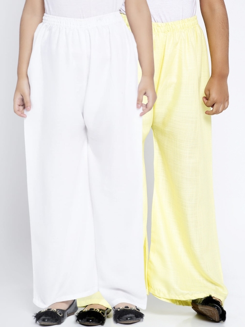 

Baani Creations Girls Pack of 2 Solid Straight Palazzos, White