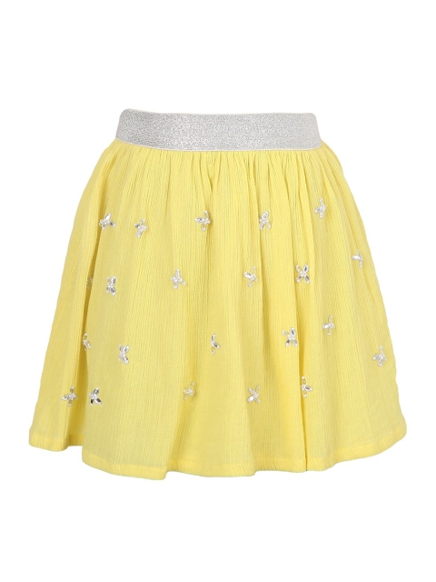 

Miyo Girls Yellow & Silver-Toned Embellished Flared Skirt