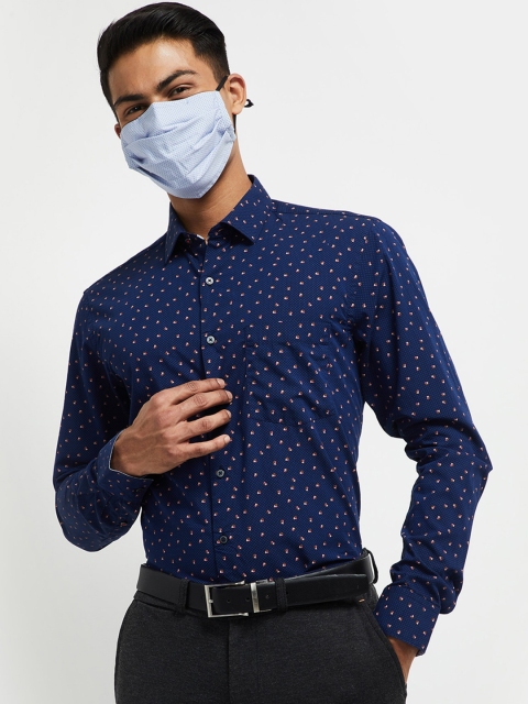 

max Men Blue Slim Fit Printed Casual Shirt