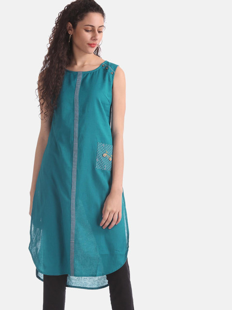 

Karigari Women Teal Thread Work Kurta