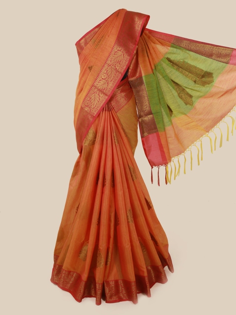 

Pothys Orange Woven Design Cotton Blend Saree
