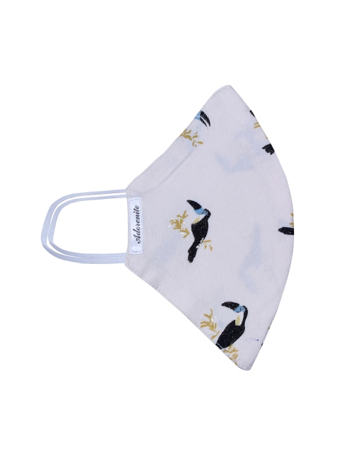 

ADORENITE Women White & Black Printed 2-Ply Reusable Cloth Mask