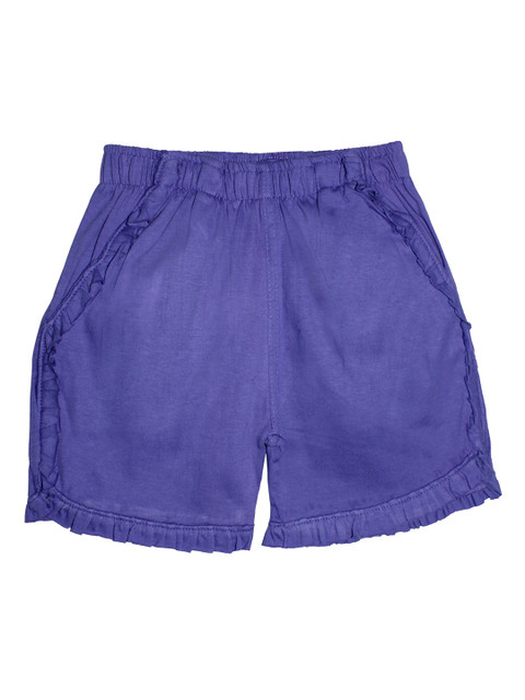 

KiddoPanti Girls Purple Solid Regular Fit Hot Pants