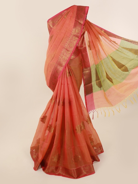 

Pothys Orange Woven Design Cotton Blend Saree