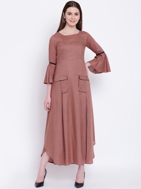 

Khushal K Women Peach-Coloured Solid Maxi Dress