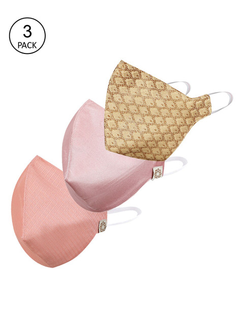 

VASTRAMAY Unisex Pack Of 3 3-Ply Reusable Cloth Masks, Pink