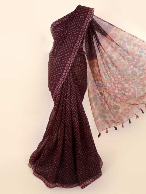 

Pothys Burgundy Printed Cotton Blend Saree