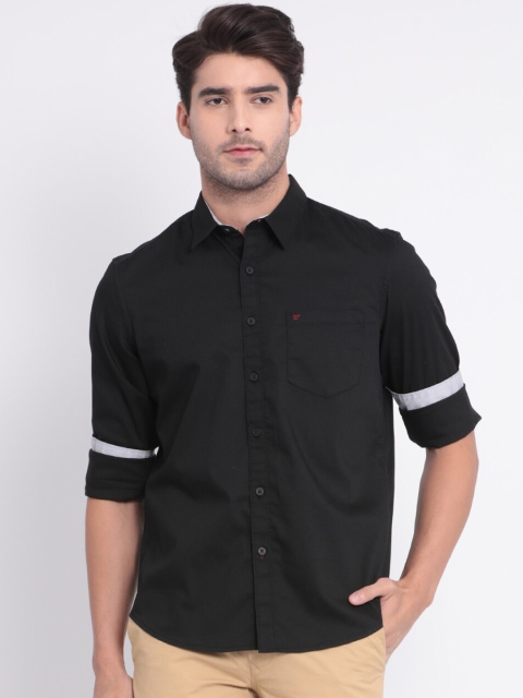 

t-base Men Black Slim Fit Solid Casual Shirt