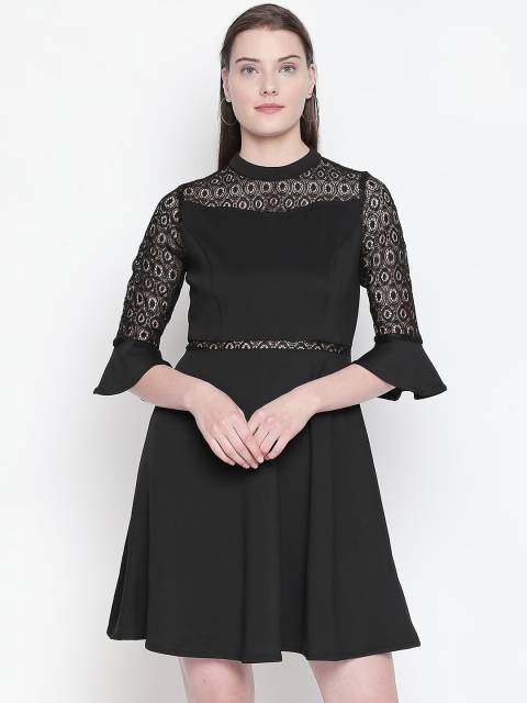 

Forever Glam by Pantaloons Women Black Self Design Fit and Flare Dress