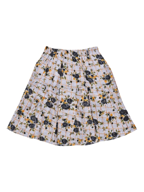 

SWEET ANGEL Girls White & Black Floral Printed A-Line Skirt