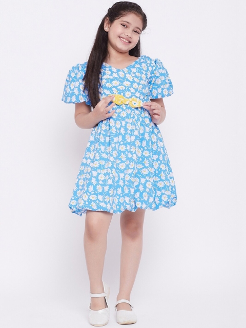 

Stylo Bug Girls Blue Printed Fit and Flare Dress