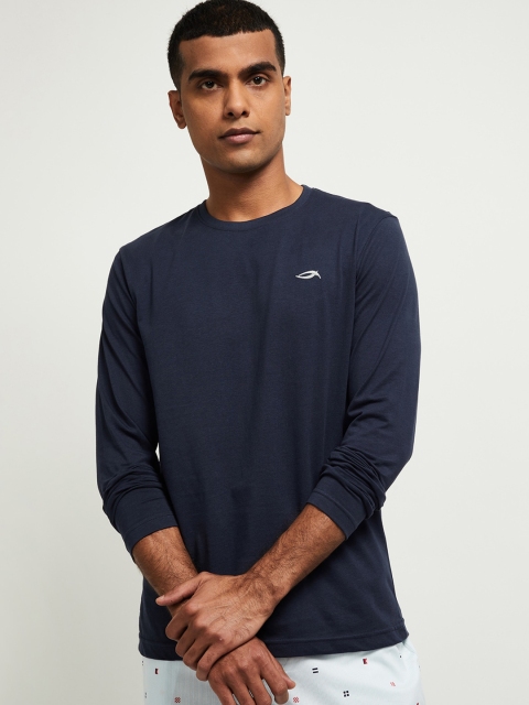 

max Men Navy Blue Solid Lounge T-shirt