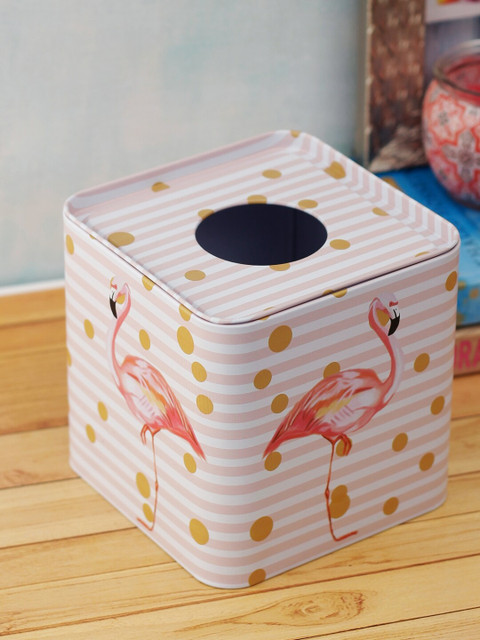 

A Vintage Affair- Home Decor White & Pink Polka Dot Flamingo Tissue Box