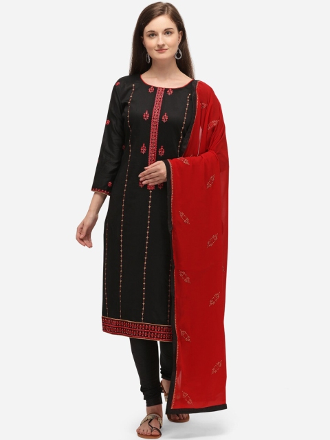 

mf Black & Red Cotton Blend Unstitched Dress Material
