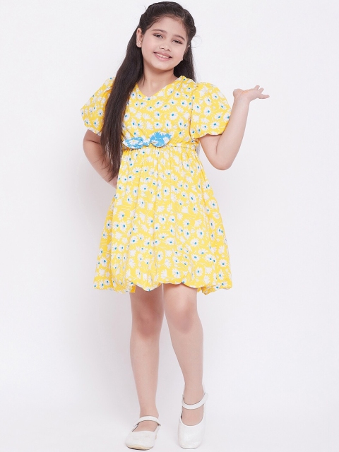 

Stylo Bug Girls Yellow Printed A-Line Dress