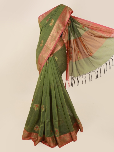 

Pothys Green Woven Design Cotton Blend Saree