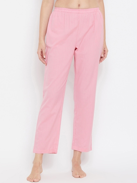 

Clovia Women Pink & White Checked Lounge Pants