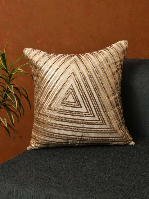 

AMOROSA Gold-Toned Single Embellished Velvet Square Cushion Cover