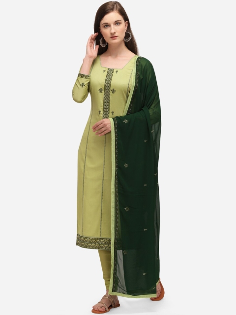 

mf Green Cotton Blend Unstitched Dress Material